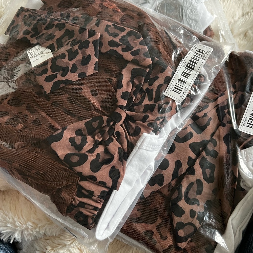#Babylife 3 piece outfit leopard print onesie skirt headband - Picture 7 of 8